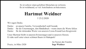 Mit dem matratzen.at onlineshop zum erholsamen schlaf: Traueranzeigen Von Hartmut Weidner Trauer Anzeigen De
