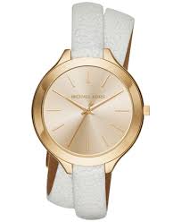 Michael Kors Women S 42mm Stainless Steel Slim Runway Bracelet Watch Michael Kors Women S Slim Runway White Leather Double Wrap Strap Watch 42mm Mk2477 Reviews Watches Jewelry Watches Macy S Michael Kors Slim Runway Michael Kors Slim Watches