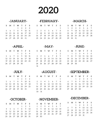 2020 Printable Calendar One Page Monthly Calendar Printable Print Calendar Printable Calendar Pages