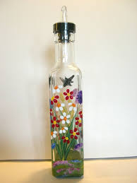 Black Bottle And Yellow Things Hand Painted Pour Bottle Soap Oil Vinegar With By Blueelephant123 Glass Painting Bottle Painting Bottles Decoration