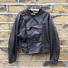 Vintage Leather 50s Swedish Military Tanker Dispatch Motorcycle Biker Jacket Biker Jacket Jackets Riders Jacket