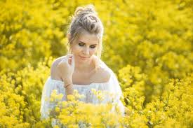Mustard yellow dress blonde hair. Premium Photo Beautiful Blonde Girl With Long Hair In A Rapeseed Field In A White Dress In A Field Of Yellow Flowers Blooming In A Rapeseed Field At Sunset Or Sunrise