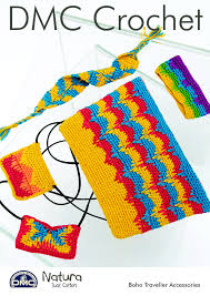 Online Only The Dmc Natura Crochet Boho Traveller Accessories Is Designed By Kat Goldin Who Is A Crochet Enthusiast T Crochet Patterns Crochet Online Pattern