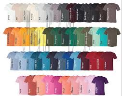 every color digital file shirt color chart bella and