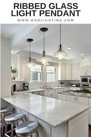 Edison Pendant Lighting Hanging Industrial Vintage Style Ribbed Glass Fixture Brass Finish Ed275p Glass Lighting Glass Pendant Light Kitchen Island Lighting Pendant