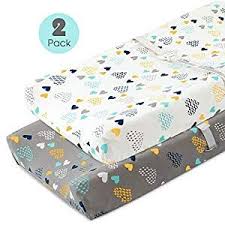 Cosmoplus Stretch Fitted Changing Pad Cover 2 Pack Stretchy Changing Table Pad Covers For Boys Girls Heart Pattern Crib Bedding Crib Bedding Sets In 2020 Changing Table Pad Cover
