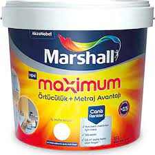 Bu oran genellikle boyanın %30'una denk gelmektedir. Marshall Maximum Silikonlu Ipek Mat Duvar Boyasi 15 Lt 20 Fiyati