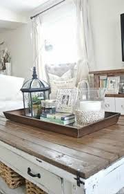Need Statement Tray Hygge Bits In Center Of Large Coffee Table Coffe Table Decor Farm House Living Room Coffee Table