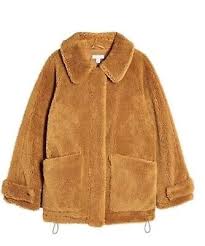 TOPSHOP Teddy Borg Zip Up Fleece Jacket in Camel Sz Small 4-6 NEW