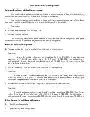 In general, solidarity of an obligation is never presumed, and it must be expressly stated as. Joint And Solidary Obligations Docx Joint And Solidary Obligations Joint And Solidary Obligations Concept In A Joint And Or Solidary Obligation There Course Hero