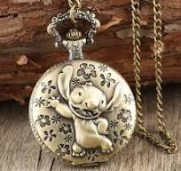 Antique Bronze Cute Cartoon Quartz Pocket Watch