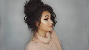 Tumblr Big Messy Bun Tutorial Big Hair Updo Messy Hairstyles Messy Curly Bun