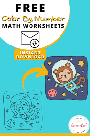 free color by number math worksheets