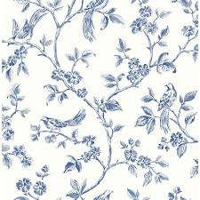 Advantage Ray Navy Bird Trail Wallpaper 2813 24972 The Home Depot Brewster Wallpaper Tree Wallpaper Floral Wallpaper