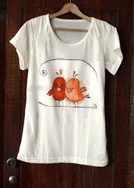 Hand Painted T Shirt Birds In Love Paint By Hand Tee With Etsy T Shirt Painting Paint Shirts Painted Clothes