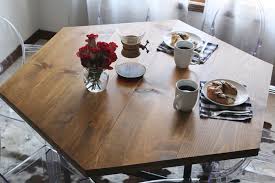 The most common hexagon dining table material is cotton. Diy Honeycomb Table With Industrial Pipe Legs A Beautiful Mess
