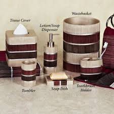 Modern Line Burgundy Striped Bath Accessories In 2021 Burgundy Bathroom Gold Bathroom Decor Maroon Bathroom