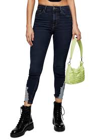 Topshop Jamie High Waist Ripped Hem Skinny Jeans Nordstromrack