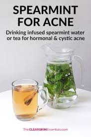 How Mint Water Spearmint Tea Can Help Hormonal Acne Inspire Beauty Acne Drink Detox Water For Clear Skin Spearmint Tea