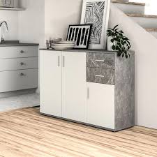 Metz modern sideboard in oak and white gloss with 4 doors and led lighting, perfect for giving touch of class to any home decor. Grey And White Sideboard Wayfair Co Uk