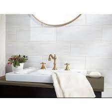 Pinwheel tile floor with unglazed porcelain dot. Coastal Beach White Ceramic Tile 6 X 18 100387695 Floor And Decor
