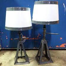 Pair Of Vintage Industrial Jack Stand Desk Lamps Perfect Decor For A Man Cave Or Home Bar Lamp Vintage Industrial Desk Lamps