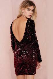 Wine Red Long Sleeve Sequined Backless Dress Women Dress Online Burgundy Sequin Dress Backless Dress