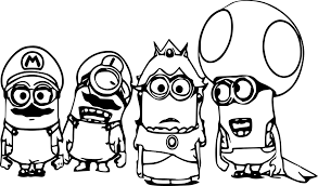 Free mario coloring pages for kids super mario coloring pages, color dozens of pictures online, including all your favorite cartoon stars. Four Minion Mario Coloring Minions Halloween Coloring Pages Clipart Large Size Png Image Pikpng