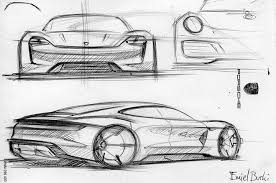 Back Of The Napkin A New Look At The Porsche Mission E Concept Car Design Sketch Car Design Mission E