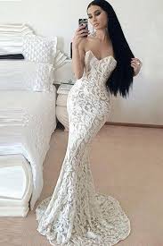 White Mermaid Court Train Sweetheart Sleeveless Lace Prom Dress Party Dress P351 Mermaid Prom Dresses Lace Mermaid Dress Lace Prom Dresses Lace