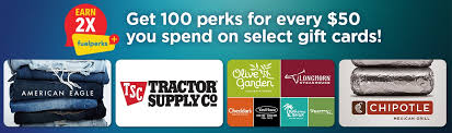 Not valid in exchange for cash, merchandise, or on gift card purchases. Expired Giant Eagle Earn 2x Fuelperks On Every 50 Gift Cards For Darden Chipotle American Eagle Tractor Supply Co Gc Galore