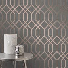 A Trellis Design Wallpaper From Fine Decor S Best Selling Quartz Range In A Modern Feature Wall Wallpaper Wallpaper Bedroom Feature Wall Feature Wall Bedroom