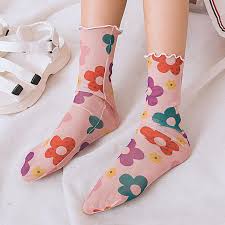 Funcat women's lace ruffle frilly colorful floral cotton casual novelty ankle socks 4/5/6 pairs. Transparent Sexy Sheer Mesh Breathable Women Girls Summer Fashion Lady Flower Pattern Socks Female Colorful Floral Printed Socks Socks Aliexpress