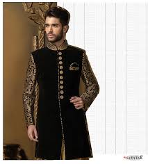 Shop Black Gold Velvet Indowestern Sherwani Https Www Samyakk Com Indowestern Sherwani Black Gold Zari Work Iw314 Sherwani Sherwani Groom Wedding Sherwani