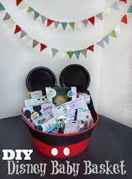 Diy Mickey Inspired Disney Baby Basket Baby Gift Basket Baby Baskets Baby Disney