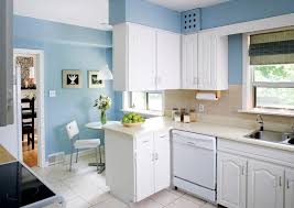 Soft Blue Wall Color With Classic White Cabinet For Small Kitchen Interior Design Jpg Interior Design Kitchen Kitchen Inspiration Design Interior Kitchen Small