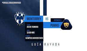 Los rayados tuvieron un dominio avasallador en el primer tiempo, momento en el que los dirigidos por javier aguirre tuvieron tres opciones claras de gol, además de la anotación de ake loba, sin. Guia Rayada Rayados Vs Pumas Sitio Oficial Del Club De Futbol Monterrey