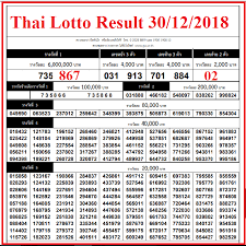 Thailand Lottery Results Full Chart 30th December 2018 In