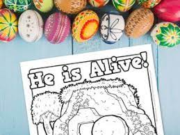 Use the resurrection coloring page as a fun activity for your next children's sermon. He Is Alive Easter Printable Coloring Sheet Ministryark