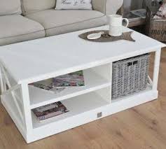 Couchtisch Weiss Coffeetable Kampen Rechteckig Mit Rattankorb Landhausstil Couchtisch Landhausstil Couchtisch Weiss Wohnzimmer Tisch Weiss
