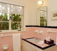 Pink and black art deco bathroom. 37 1950s Pink Bathroom Tile Ideas And Pictures