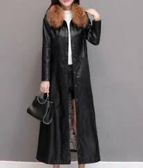 These winter garments are made of heavy adding a nice pair of leather boots and sunglasses to the mix may be the complete look. Womens Leather Coat Winter Fur Collar Slim Fit Leather Long Jacket Parka Outwear Ebay