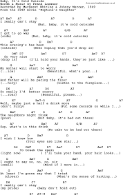 Song Lyrics With Guitar Chords For Baby It S Cold Outside Margaret Whiting Johnny Mercer 1949