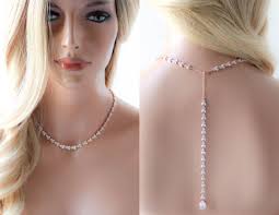 Rose gold necklace for Bride, CZ tennis necklace for Wedding, Bridal  jewelry, Backdrop necklace, Backless dress jewelry, Wedding day jewelry