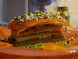 Recette délice de soupe d'hiver légère : Mille Feuille De Concombre Saumon Fromage Frais Dlf Ccc