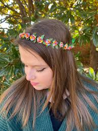 Rainbow Tie Dye Flower Crown, Rainbow Flower Crown, Rainbow Floral  Headband, Rainbow Flower Headband