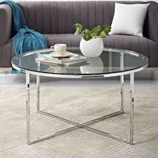 Walker Edison Furniture Co Af36alctgcr Glass And Chrome Coffee Table Bellacor In 2020 Coffee Table Glass Table Living Room Mid Century Modern Coffee Table