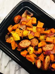 1 yellow onion, quartered and thinly sliced. Meal Prep Roasted Chicken Sausage Sweet Potatoes And Apples Sweet Potato And Apple Sausage Sweet Potato Recipes One Pan Chicken