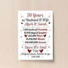 In the mood of celebrating an anniversary, here is where you will find a whole host of thoughtful anniversary gift that will make him smile and leave him speechless. Personalised 30th Wedding Gift Print 30th Anniversary Husband