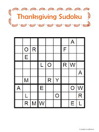 At the beach word search. Thanksgiving Word Sudoku